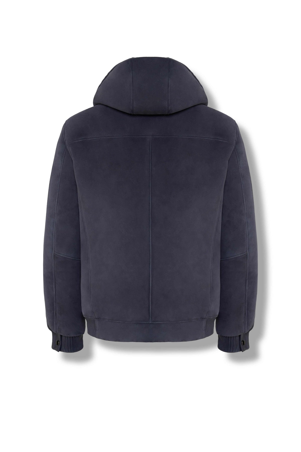 Arctic Hooded Shearling Bomber luxury leather jacket with removable hood and shearling lining