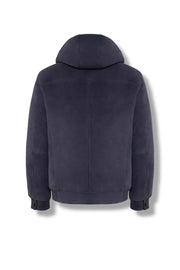Arctic Hooded Shearling Bomber luxury leather jacket with removable hood and shearling lining