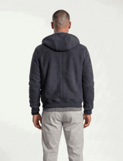 Arctic Hooded Shearling Bomber jacket in premium leather with Merino shearling lining and removable hood