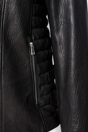 Zalvaro Atlas Black Biker Leather Jacket in premium genuine leather with asymmetrical zipper and quilted shoulders