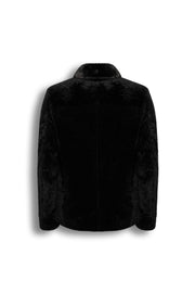 Black Premium Shearling leather jacket with leather pocket detail and modern tailoring