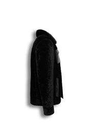 Black Premium Shearling jacket with leather pocket detail and luxurious texture