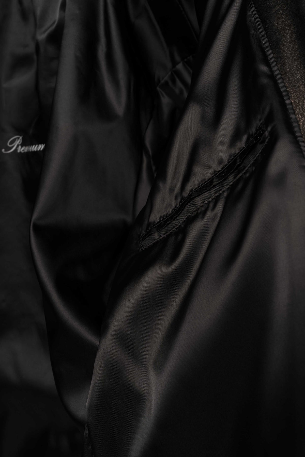 Black Premium Shearling leather jacket with refined leather pockets and modern tailoring