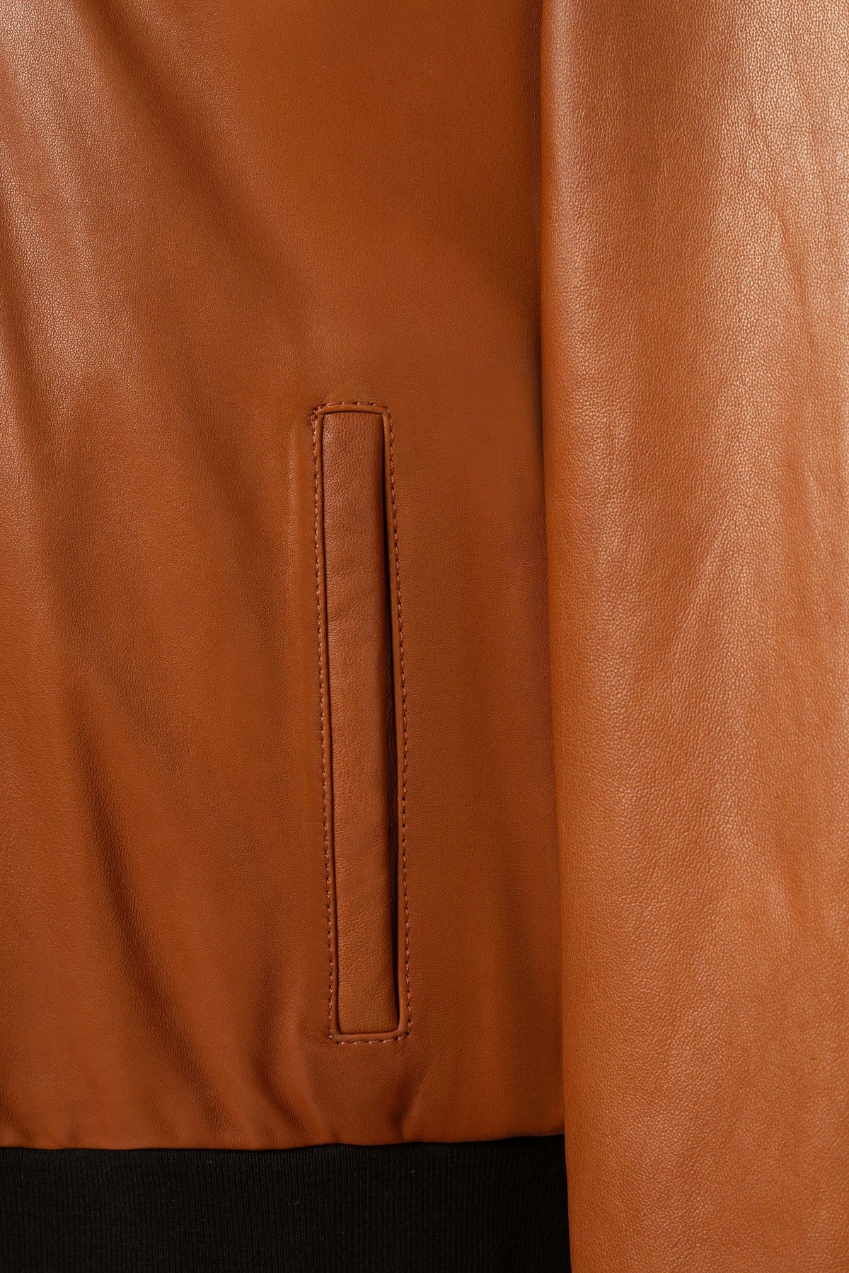 Caelen Men’s genuine leather bomber jacket in rich cognac with rib-knit trims and classic silhouette