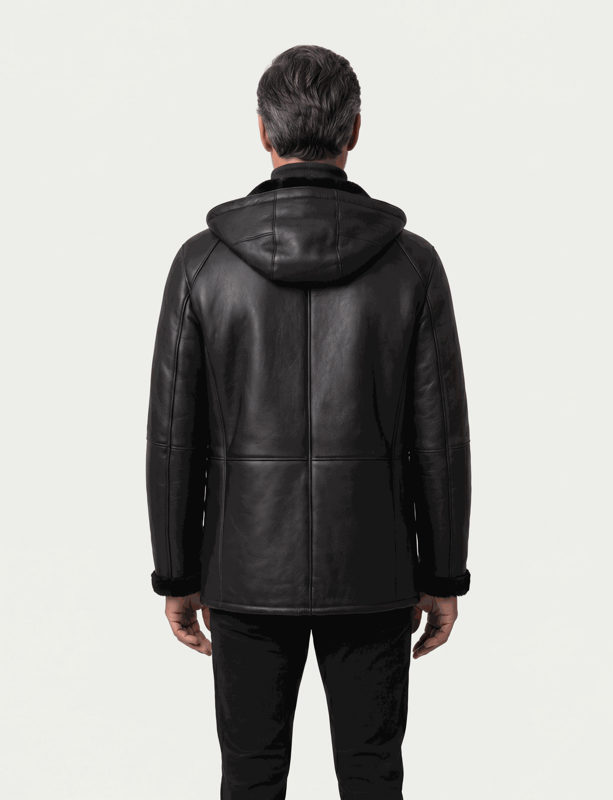 Zalvaro Everest Hooded Shearling Jacket in premium genuine sheepskin leather with natural shearling lining and leather hood for winter warmth and style