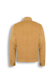 Men's Falcon Nubuck Racer Jacket in premium soft matte leather with minimalist design and band collar