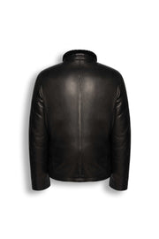 Heritage Shearling Leather Jacket in black genuine leather with shearling interior