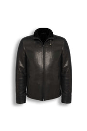 Black Heritage Shearling Leather Jacket with luxurious interior and refined winter style