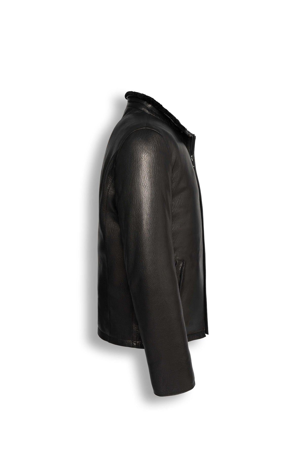 Heritage Shearling Leather Jacket black genuine leather with shearling interior