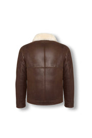 Hudson Brown Merino Shearling Leather Jacket with rich brown leather and soft Merino shearling interior