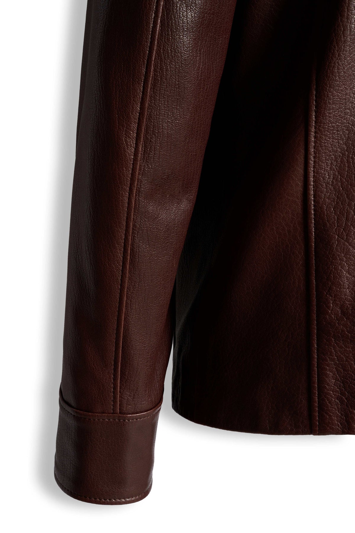 Hudson Leather Overshirt in rich brown leather with chest and side pockets, showcasing timeless craftsmanship and versatile style
