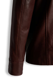 Hudson Leather Overshirt in rich brown leather with chest and side pockets, showcasing timeless craftsmanship and versatile style