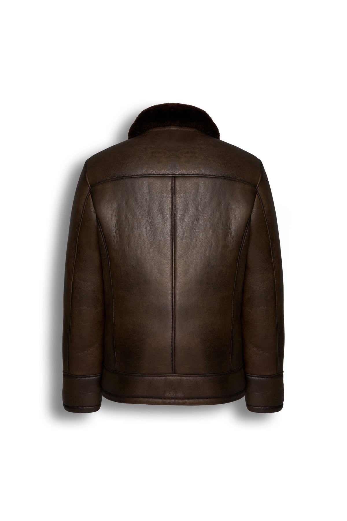 Hudson Shearling Aviator leather jacket in dark brown with shearling collar and distressed finish