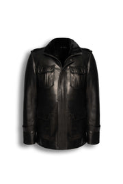 Hunter Field Leather Jacket black shearling lined luxury leather jacket
