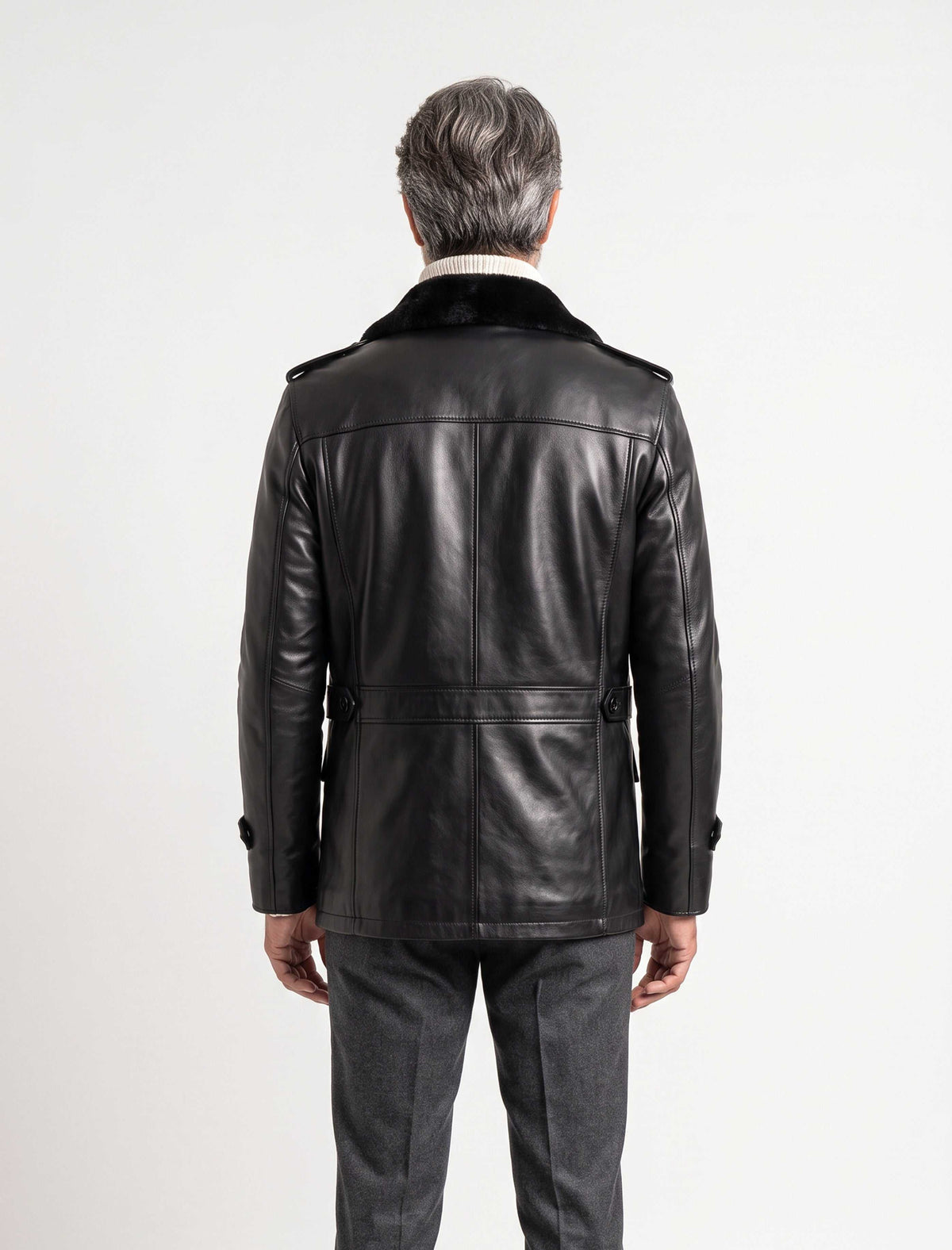 Hunter Field Leather Jacket black shearling lined luxury leather jacket