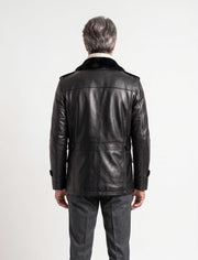 Hunter Field Leather Jacket black shearling lined luxury leather jacket