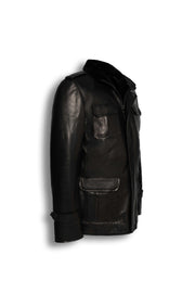 Black Hunter Field Leather Jacket with shearling lining and premium leather craftsmanship