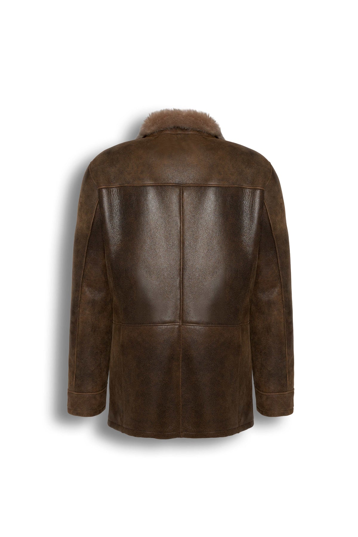 Kensington Shearling Leather Jacket in saddle brown made of genuine sheepskin with natural shearling lining