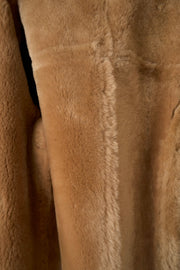 Dark brown genuine shearling leather aviator jacket with natural shearling lining