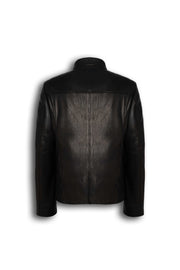 Nero Signature Leather Racer Jacket handcrafted from premium lamb leather with dual zip chest pockets and sleek stand collar