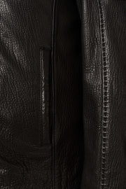 Nero Signature Leather Racer Jacket in premium lamb leather with dual zip pockets and sleek stand collar