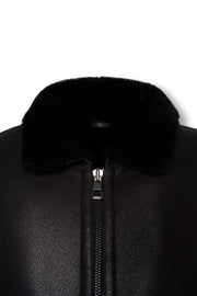 Noir Shearling Leather Jacket luxury men's black shearling lined coat handcrafted Turkish leather winter wear