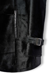Noir Shearling Coat handcrafted premium leather with oversized collar and double-breasted design for winter luxury