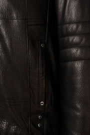 Black genuine shearling hooded leather jacket with premium sheepskin and natural lining