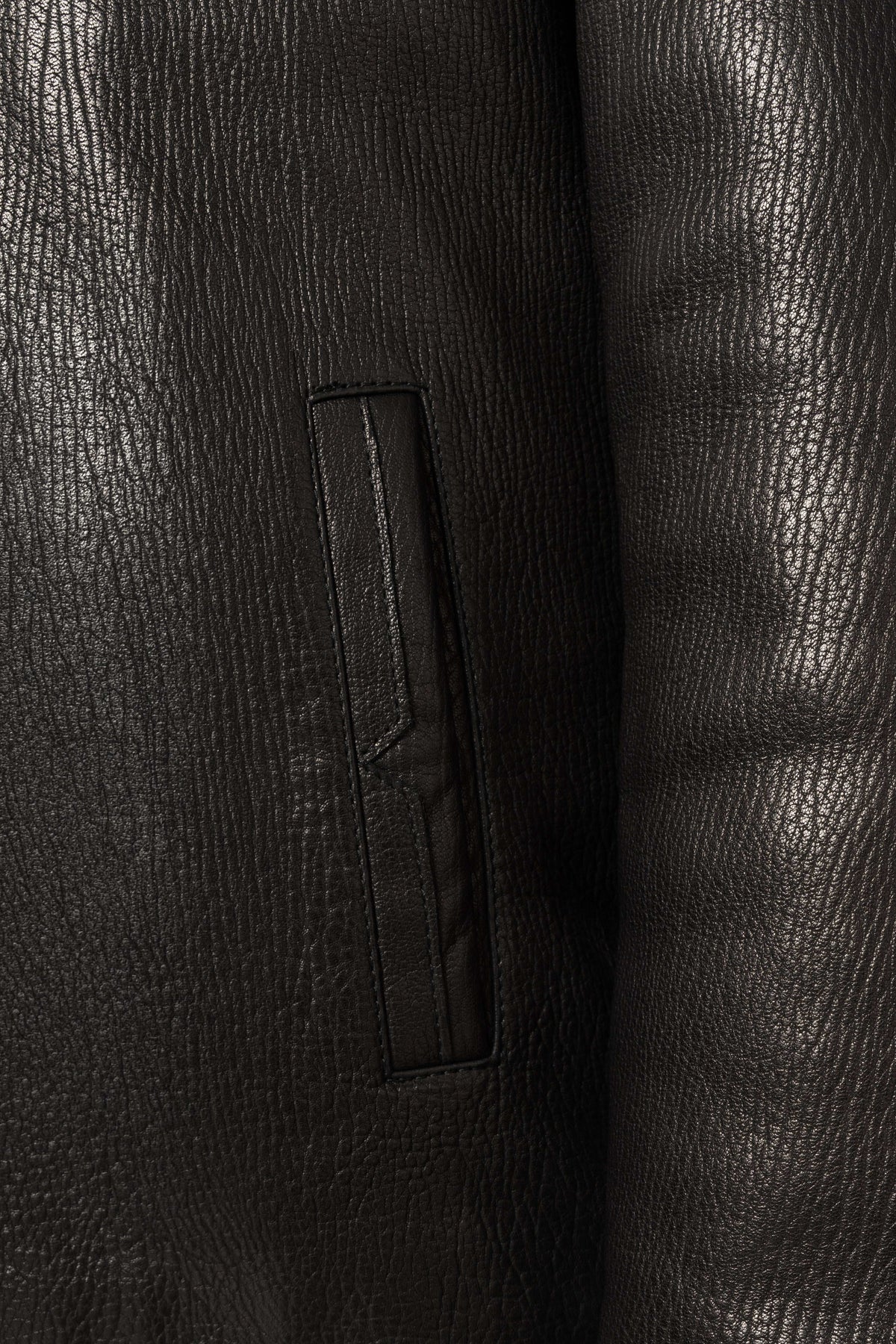 Heritage Hooded Shearling Leather Jacket in black with detachable fur-trim hood and premium leather