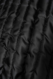 Noir Quilted Shearling Leather Bomber jacket in black lamb leather with soft shearling collar and tailored fit