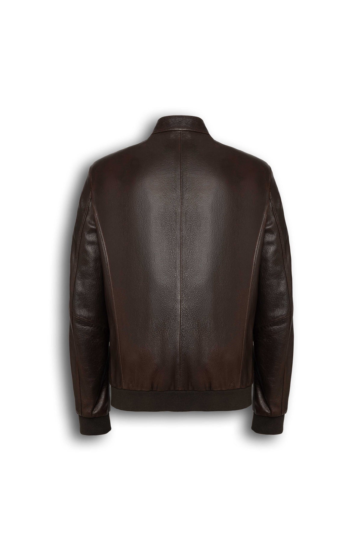 Siena Dark Brown Leather Bomber Jacket made of soft lambskin with ribbed cuffs and YKK zipper
