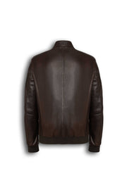 Siena Dark Brown Leather Bomber Jacket made of soft lambskin with ribbed cuffs and YKK zipper