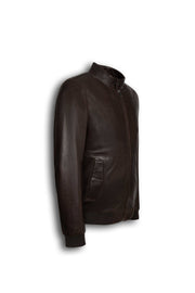 Siena Dark Brown Leather Bomber Jacket made of soft lambskin with clean lines and ribbed cuffs