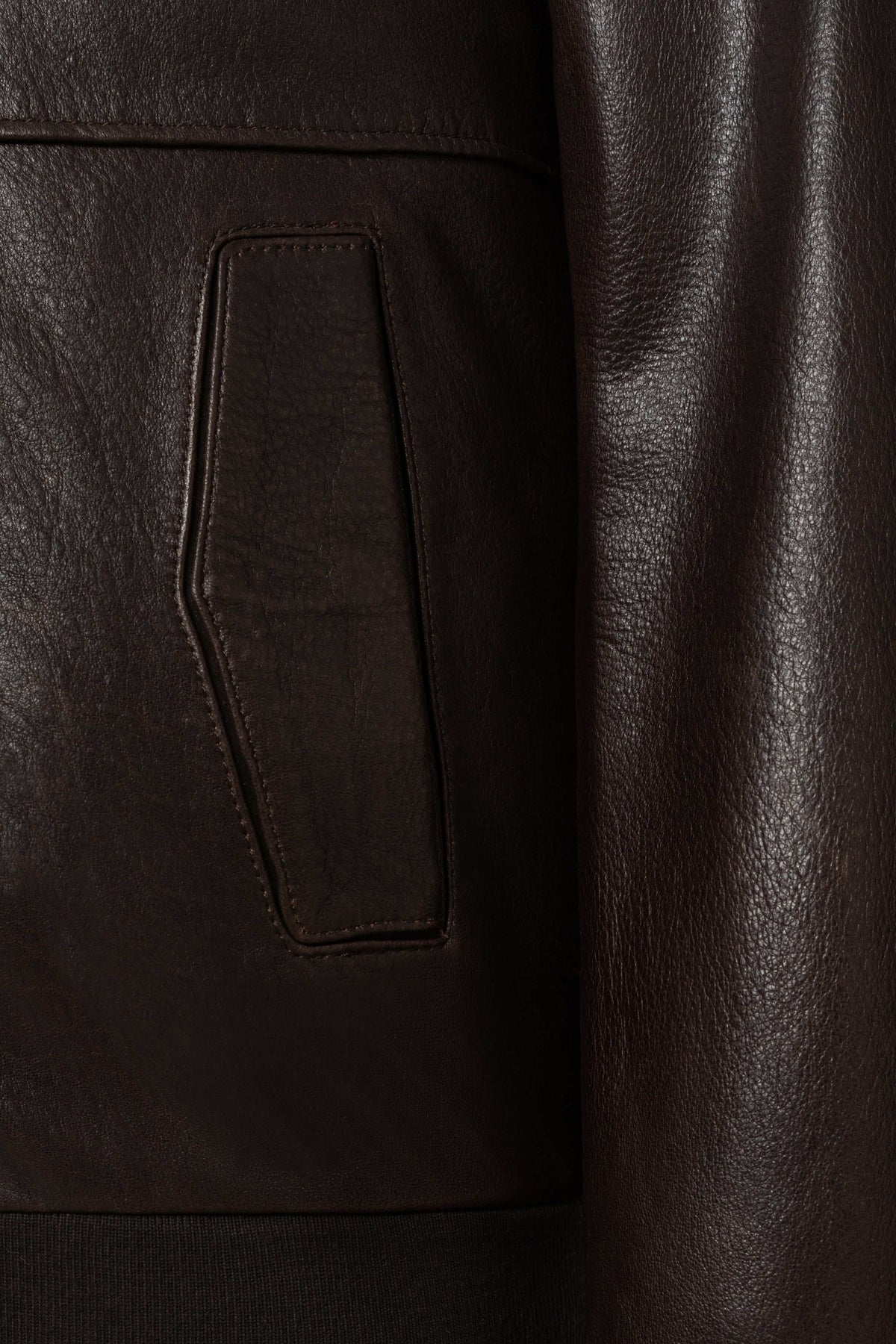 Siena Dark Brown Leather Bomber Jacket handcrafted from soft lambskin with a streamlined collar and ribbed cuffs
