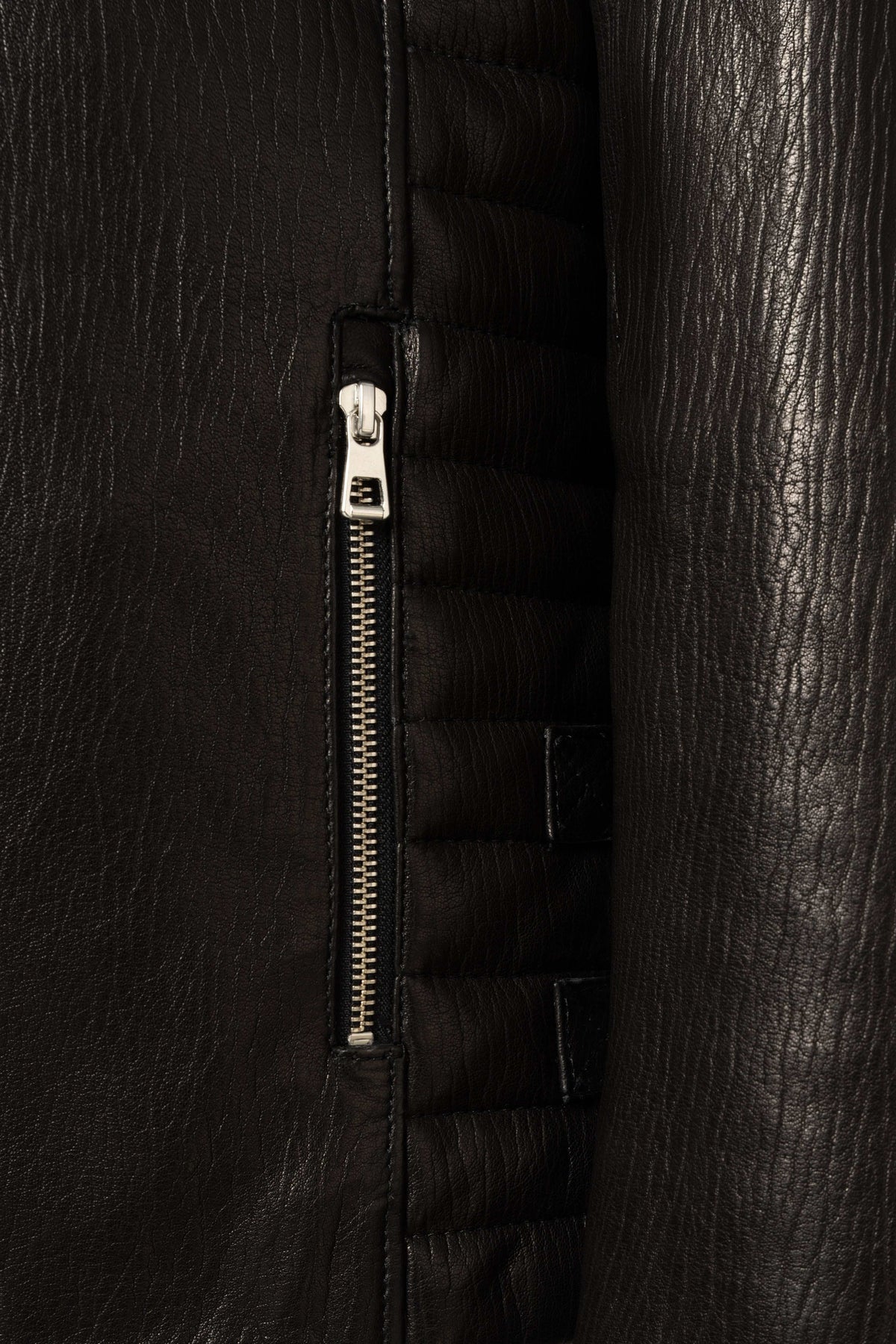 Siena Shearling Biker Leather Jacket in black with white shearling lining for men