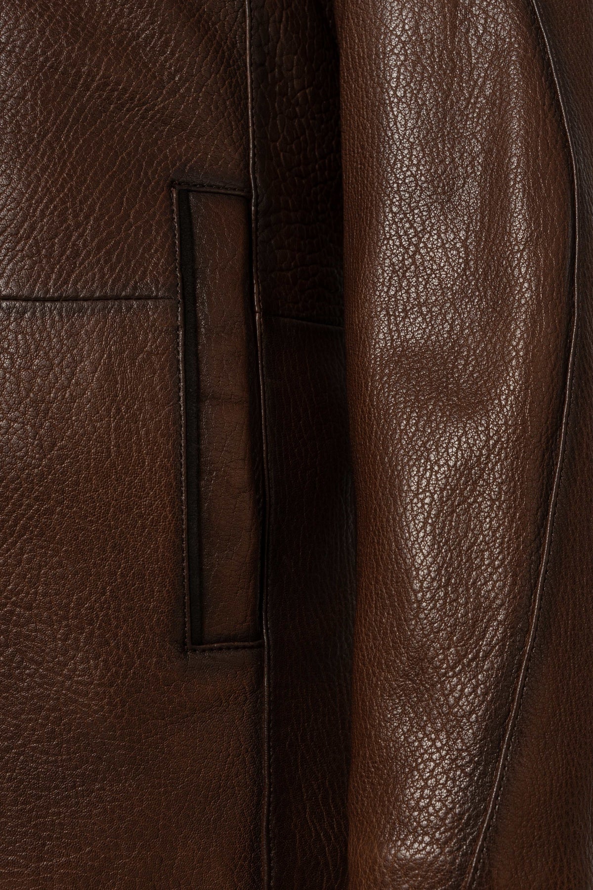 Soren Men's Brown Leather Jacket with stand collar and chest zip pocket