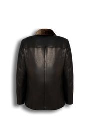 Dark brown Torino Shearling Collar Leather Coat made from premium genuine leather with luxurious shearling collar