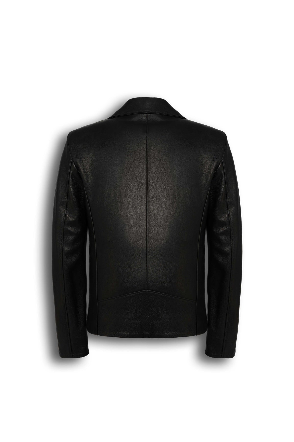 Valen Men's Black Leather Jacket with asymmetric closure and silver hardware