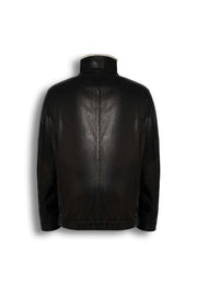 Black Verona Shearling Leather Jacket by Zalvaro with premium sheepskin and shearling lining
