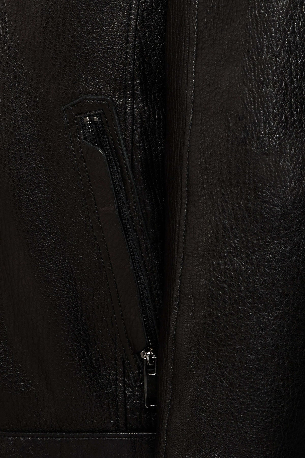 Black Verona Shearling Leather Jacket for men with premium sheepskin and natural shearling lining